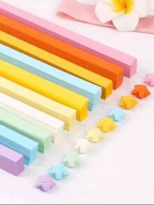 540/1080 张星星折纸，27 种颜色星星纸条，双面折叠，实心幸运星装饰纸，DIY，彩色纸屑，星星 - 彩色 - 查看 2