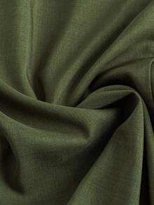 Linhara Plus Size Women Solid Color Long Sleeve Round Neck Pleated Front Loose Fit Elegant Vintage Versatile Casual Dress Fall Cloth For Women - Army Green - View 4