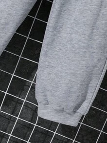 SHEIN 2pcs Tween Boy Stand Collar Sweatshirt With Cargo Pockets & Sweatpants Set, Casual Tracksuit Suitable For Autumn/Winter Leisure, Sports, School Fall - Grey - View 7