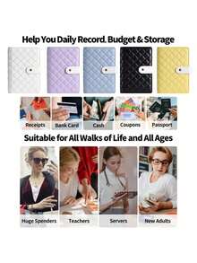 1Set A6 PU Leather Binder Planner, Budget 6 Ring Notebook With Stylish Design, Multi-Functional Personal Organizer Binder, Cash Budget Folder, Complete Money Planner Organizer Expense Tracker, Saving And Budgeting - Multicolor - View 8