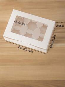 SHEIN 5 件/12 件 12 个带透明窗口的纸杯蛋糕盒 - 一次性糕点架，用于饼干、零食和甜点 - 非常适合日常家庭烘焙和派对学校用品食品袋食品盒适用于糖果巧克力饼干等。