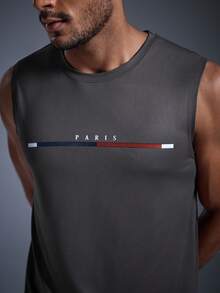 DRIFTMERE Herren Sommer Lässig Buchstaben bedrucktes Trägershirt Frühling bis Sommer, nahtlos und bequem, für Gym und Fitness, Athleisure Stil, sportliche Mode, geeignet für Frühling/Sommer - Dunkelgrau - Übersicht 6