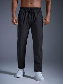 DRIFTMERE Men's Ice Cool Zip Pocket Drawstring Waist Long Pants, Fall, Jogging, Gym, Track Pants