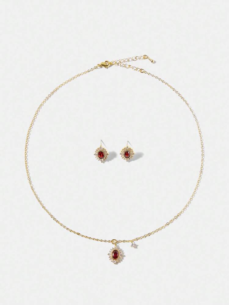 Juego de joyas elegante enchapado en oro de 18K con cristales