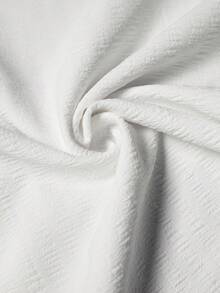 Claim Dot Men's Solid Color White Short Sleeve Single-Breasted Casual Button Up Shirt - White - View 3