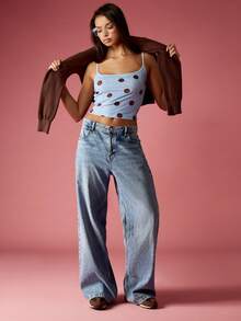 MISSGUIDED Áo crop top chấm bi không tay dây mảnh mùa hè thiết kế chéo lưng đơn giản, thoải mái, dễ mặc, trang phục nhiều lớp thiết yếu - Màu xanh nhạt - Xem 4