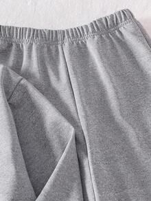 Genkimix Kids 少女韩版活力二合一长袖上衣和阔腿裤休闲两件套 - 灰色 - 查看 4