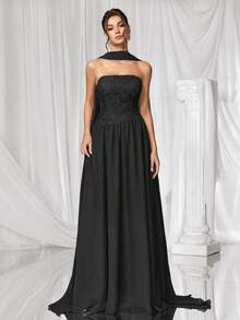 Coutiva Formal Evening Gown (Heavily Embellished) - Black - View 3