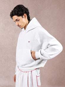 SUMWON Áo hoodie phong cách Gothic dáng rộng in họa tiết đồ họa ở lưng cho thời trang dạo phố thu đông thường ngày - Xám - Xem 5