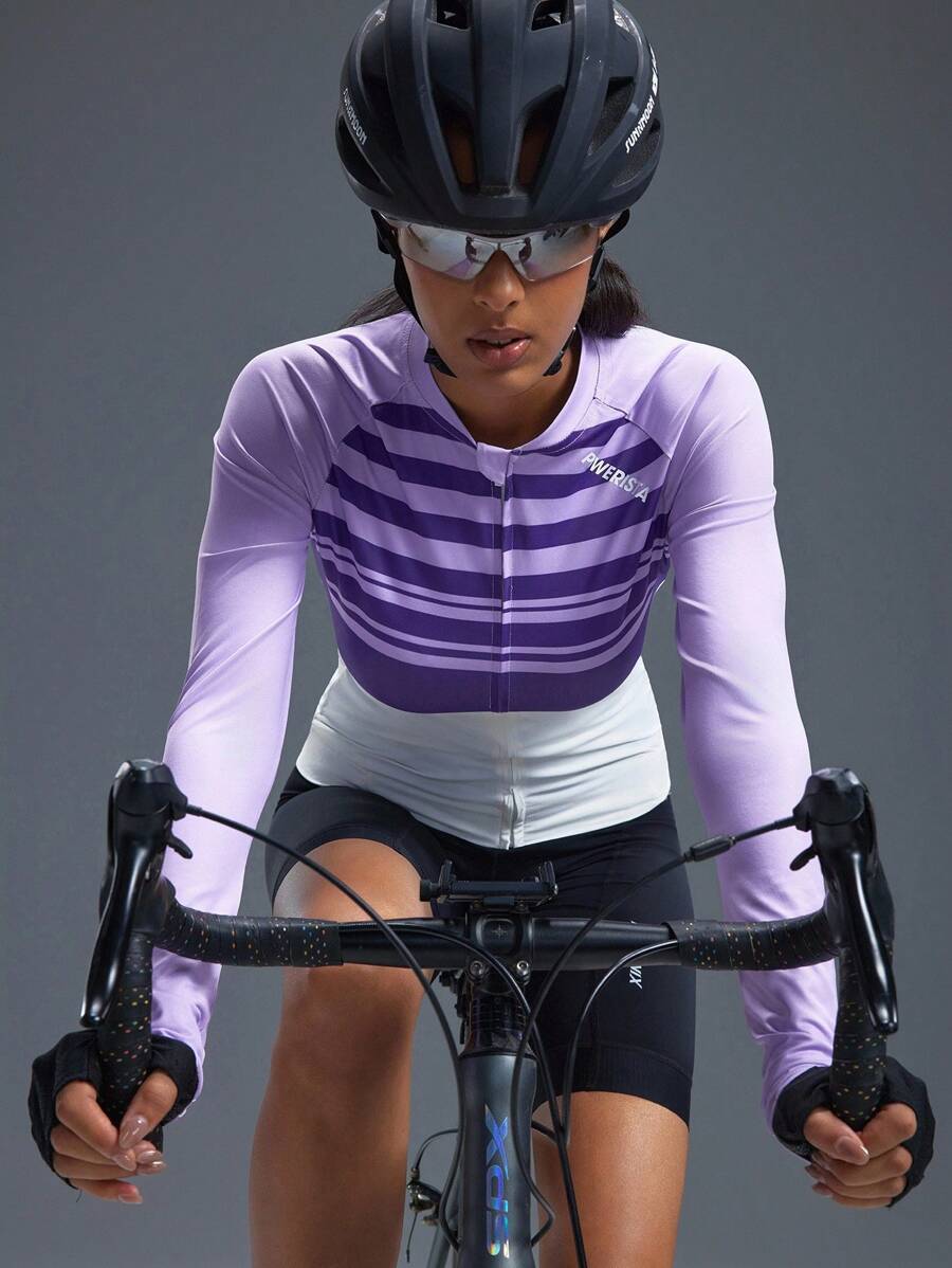 Powerista Women's Casual Sports Contrast Color Print Zip-Up Jacket