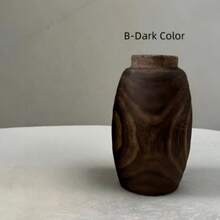 Cirelle 1PC Light /Dark Color Authentic Paulownia Wood Decorative Vase | Air-Dried Floral Arrangement Container | Rustic Farmhouse & Simple Style, Gift For Housewarming, Summer Home Decor, New Year, Christmas Gift, Mother's Day Gift, Rama Table Decor, Garden Use, High-End Hotel Supplies, B&B Decor - Multicolor - View 6