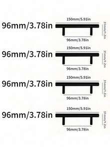 4pcs Kitchen Handle Stainless Steel T Bar Door Pull 76mm 96mm Cabinet Knobs And Handles Black Furniture Handle - Multicolor - View 19