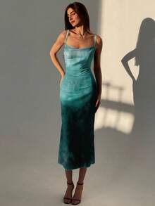 Aloruh 女士渐变色无袖中长连衣裙 - 白色 - 查看 6