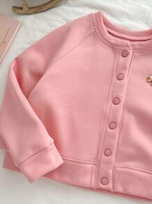 Genkimix Kids Kurtka w jednolitym kolorze z kokardą 3D dla dziewcząt w wieku 1/2 lat