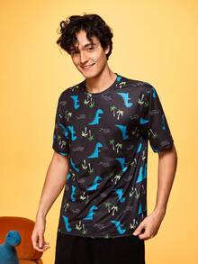 Notgurli Plus Size Men's Casual Fashionable Sleepwear Top, Summer - Grey - View 3