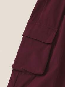 Tween Girls Casual Printed Hoodie & Cargo Pants Set - Burgundy - View 8