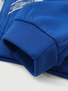 ROMWE MEN Goth Herren Skelett- und Spruch-Grafik Reißverschluss-Ziehbeutel Thermo-Kapuzenjacke für Halloween, Schule