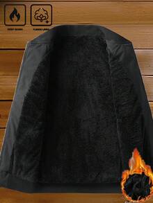 Manfinity Homme 男士秋冬保暖衬里背心、立领开衫加厚外套、宽松无袖夹克 - 黑色 - 查看 5