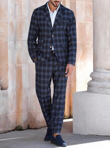 Calvornis Men's Casual Business 2 Pieces Suit, Solid Color Suit Set Jacket And Pants, Simple Fashion Casual Daily Wear Wedding Suit Prom Suit Men, Suitable For Valentine's Day Anniversary And Other Occasions, It Is A Great Gift For Your Boyfriend Or Husband. Men Plaid Suit Men Suit Set Men 2 Pieces Suit Men Blazer And Pants Men Dressy Suit