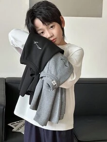 SHEIN Little Byeori Tween Boy 3pcs Casual Letter Pattern Raglan Long Sleeve T-Shirts Fall Winter - Multicolor - View 5