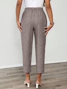 EMERY ROSE 女士休闲通勤锥形松紧腰裤 - 咖啡棕 - 查看 2