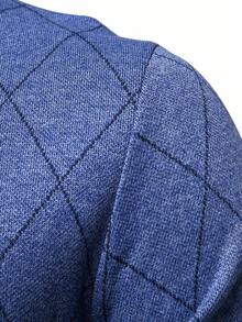 Manfinity Mode Men's Lightweight Half-Zip Knit Sweater Long Sleeve Pullover Sweater, Fall Winter - Blue - View 3