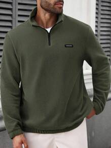 Manfinity CasualCool 秋冬羊毛立领半拉链长袖宽松加厚休闲运动套头衫男士纯色健身健身房训练针织外套