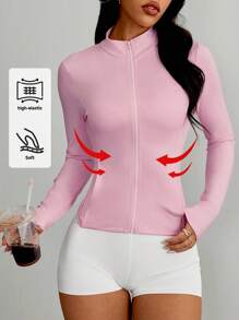 SHEIN PETITE Women's Casual Open Cardigan Jersey, Regular Fit Spring Jacket In Fall/Winter - Pink - View 10