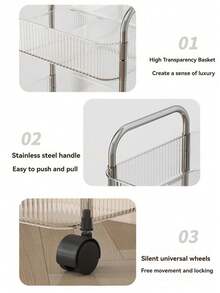 SHEIN 1pc Simple Movable Trolley Storage Rack, Floor-Standing Simple Bookshelf, Cosmetics And Snack Storage Rack With Wheels, Suitable For Home And Office