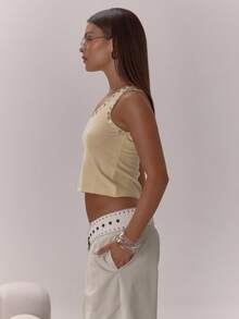 MUSERA Jersey-Tank Top mit Knopfleiste und Ausschnitt – elegant und sexy für Abendveranstaltungen, Urlaub, Herbst, Partys, Weihnachten und Silvester.