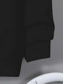 SHEIN Slayr Casual Minimalist LA Print Hooded Long Sleeve Loose Fit Sweatshirt For Women, Autumn/Winter,Fall - Black - View 5
