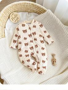 新生女婴可爱休闲卡通图案针织长袖睡衣