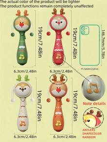 Zazumi 1PC 7.48*2.48in Baby Toy, Baby Music Swing Toy 18 Months Old, Baby Wave Drum Toy, Baby Bite Ring Toy With Music And Light, Toddler Learning Toy With Music And Light, Newborn Toy Baby Boy Girl Gift (Without Battery) - Multicolor - View 3