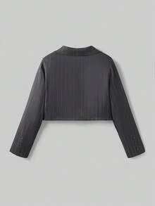 Ontre Set de blazer con cuello con muesca a rayas y minifalda para niña preadolescente