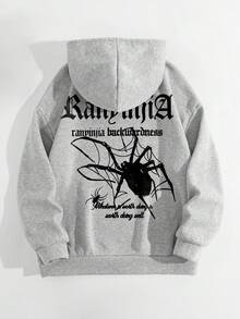 INAWLY Áo sweatshirt in hình nhện đen Y2K, áo tay dài tối giản phong cách thường ngày, phù hợp cho trang phục mùa thu/đông dành cho nữ. - Màu Xám nhạt - Xem 2
