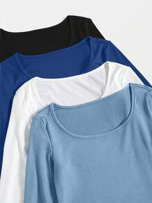 EURMUSE Multi-Color Versatile Layering Knit T-Shirt - Multicolor - View 5