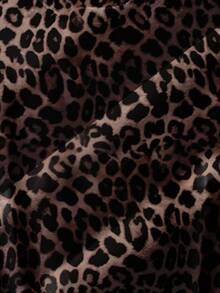 SHEIN LUNE 女士休闲简约豹纹圆领短袖宽松T恤，适合秋季休闲穿着。 - 白色 - 查看 4