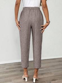 EMERY ROSE 女士休闲通勤锥形松紧腰裤 - 咖啡棕 - 查看 6