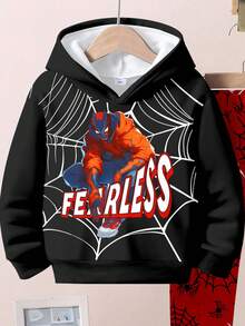 SHEIN Bộ 2 món Fearless Spider-Hero cho bé trai - Áo hoodie và quần nỉ thể thao, trang phục siêu anh hùng Halloween, từ trẻ mới biết đi đến trẻ lớn - Nhiều màu - Xem 5