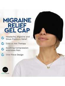 SHEIN 1 件装冷却凝胶冰袋头帽，冷/热疗法缓解头痛，舒缓偏头痛，冷敷睡眠面罩，凝胶冰帽用于头部和眼睛的物理冷却，减轻头痛和肿胀 - 黑色 - 查看 1