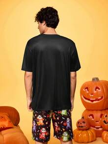 Happy Jammies Parent-Child Basic Soft Comfortable English Print Men's Pajama Set - Multicolor - View 2