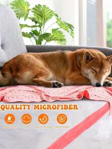 1/2 件超强吸水超细纤维狗毛巾 - 速干宠物美容浴巾，带有柔软卡通印花设计，适合小型犬到大型犬，可手洗 - 彩色 - 查看 5