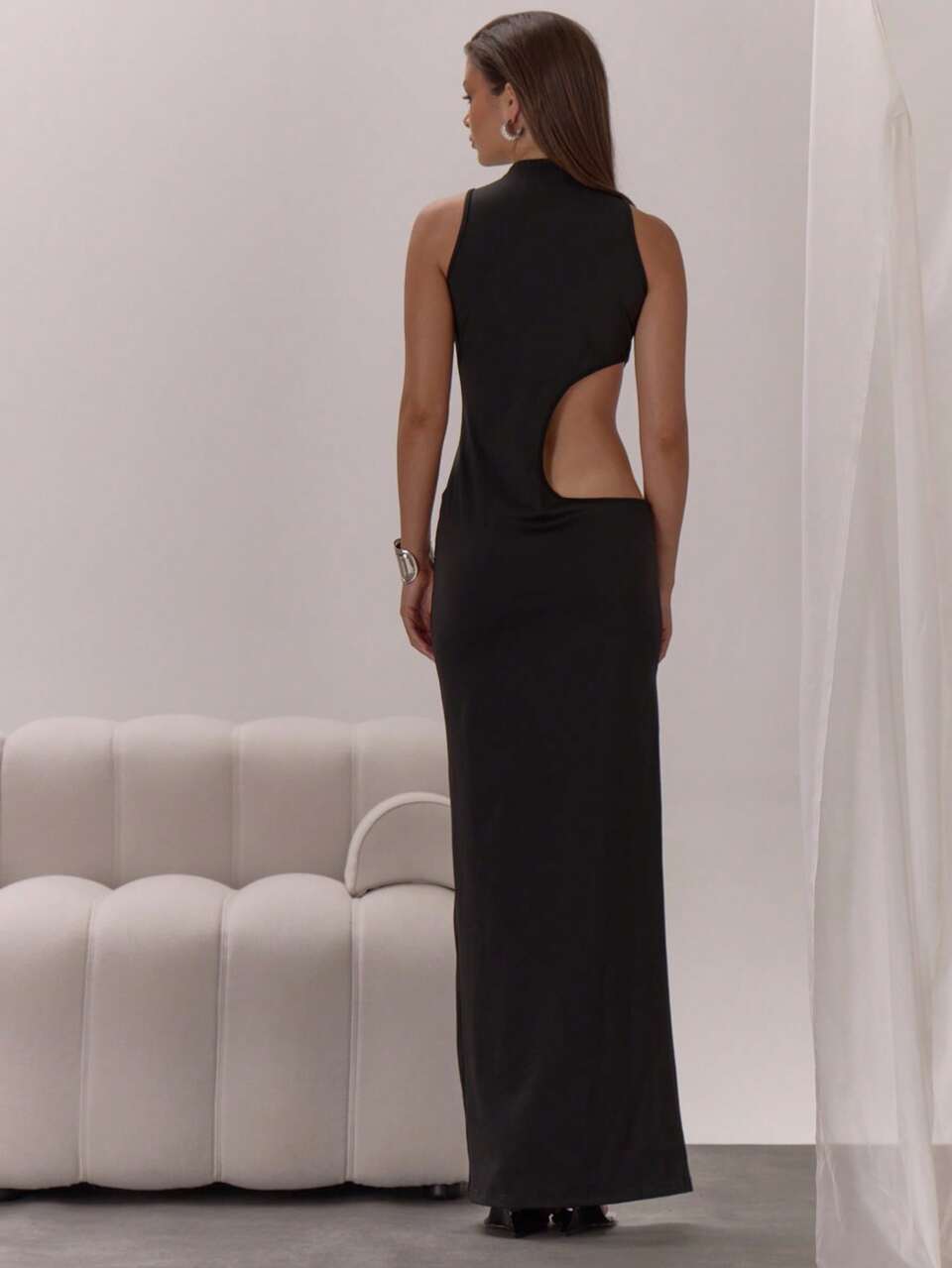 Black Summer Seksi Chic Night Out Cut Out Waist Slim Sleeveless Maxi Dress,Classy Wedding Guest Party Elegant Graduation Prom Fall Long Dress