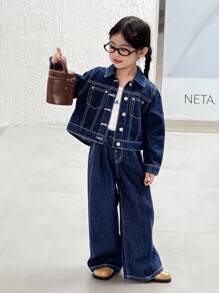 SHEIN 女童（小）牛仔套裝