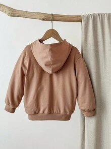 Blossori Sudadera con capucha de manga larga elegante francesa para niños pequeños en otoño/invierno - Marrón - Ver 2