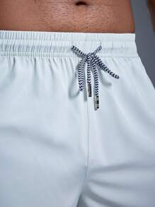 DRIFTMERE Men's Anti-Lost Drawstring Sports Shorts With Zipper Pockets - White - View 7