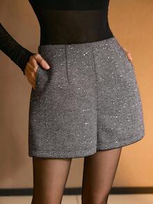 MOTF PREMIUM WOOL SLANT POCKET SHORTS - Grey - View 1