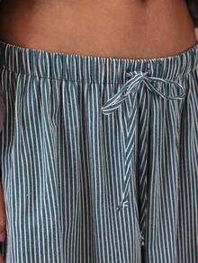 COUREZ Low Rise Striped Baggy Barrell Trousers /Y2K  Clothes For Women Spring Clothes For Women  Outfits For Women Wide Leg Pants - Army Green - View 6