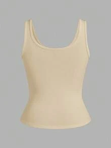 Slaydiva 3 chiếc/gói Áo ba lỗ cổ chữ V khoét sâu màu đen + trắng đơn giản thường ngày dành cho nữ - Màu be - Xem 8