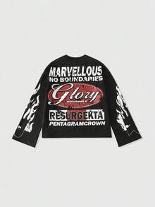 ROMWE MEN Street Life Men's Vintage Portrait Graphic Long Sleeve T-Shirt, Fall